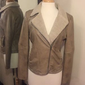 NWT faux shearling trim Moto jacket